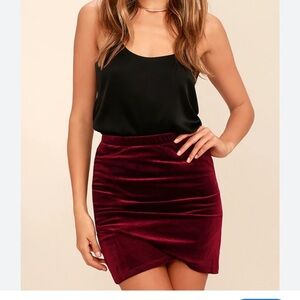 Lulu's Burgundy Velvet Skirt